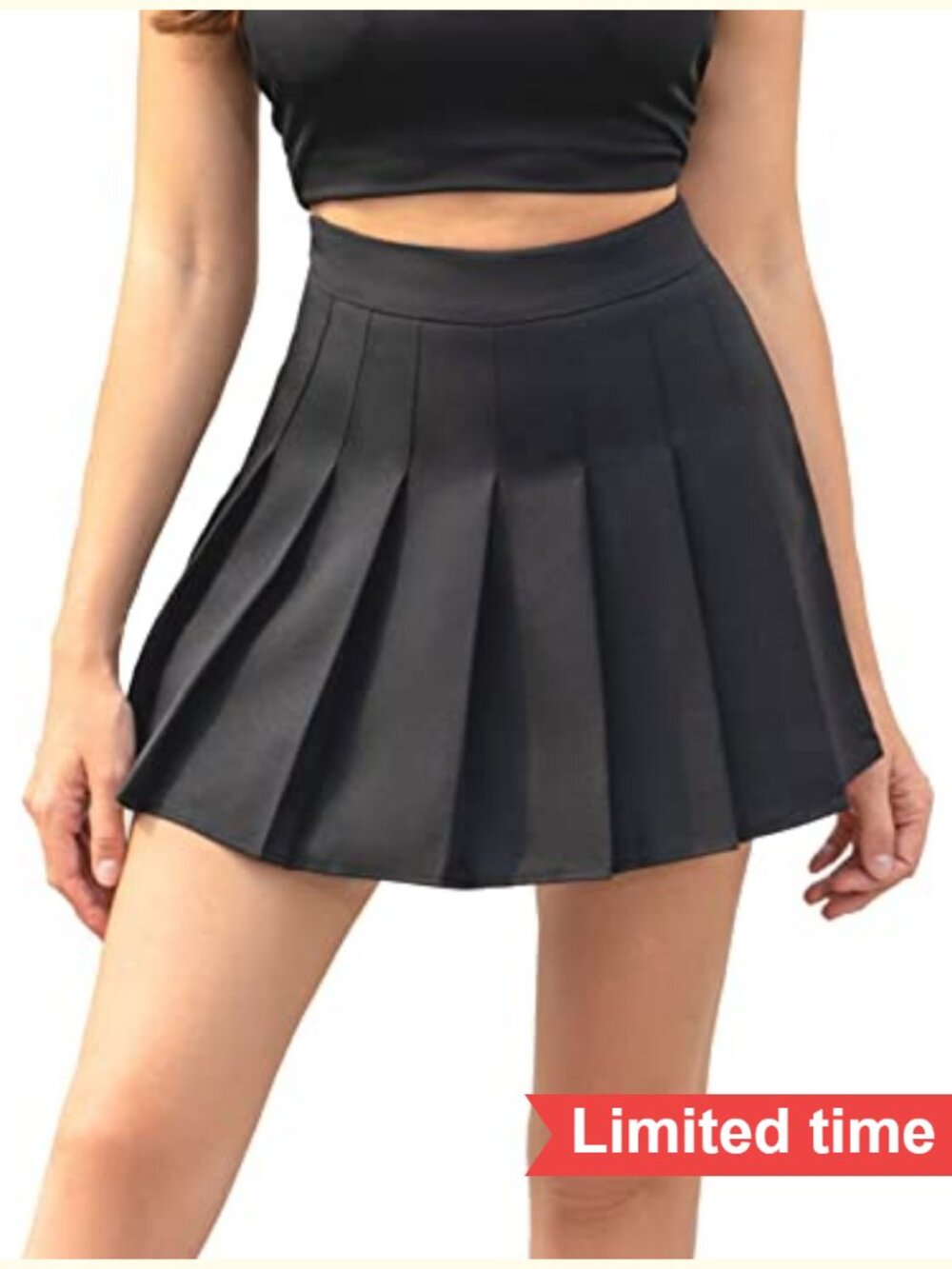 High Waist Pleated A-Line Skater Tennis Skirt with Inner Shorts